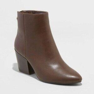 Women's Bren Faux Leather Zipper Back Bootie - A New Day™ Brown 8.5 (Read Descri